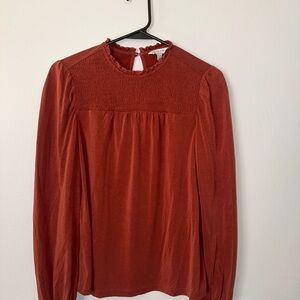Lucky Brand Terracotta Smocked Blouse